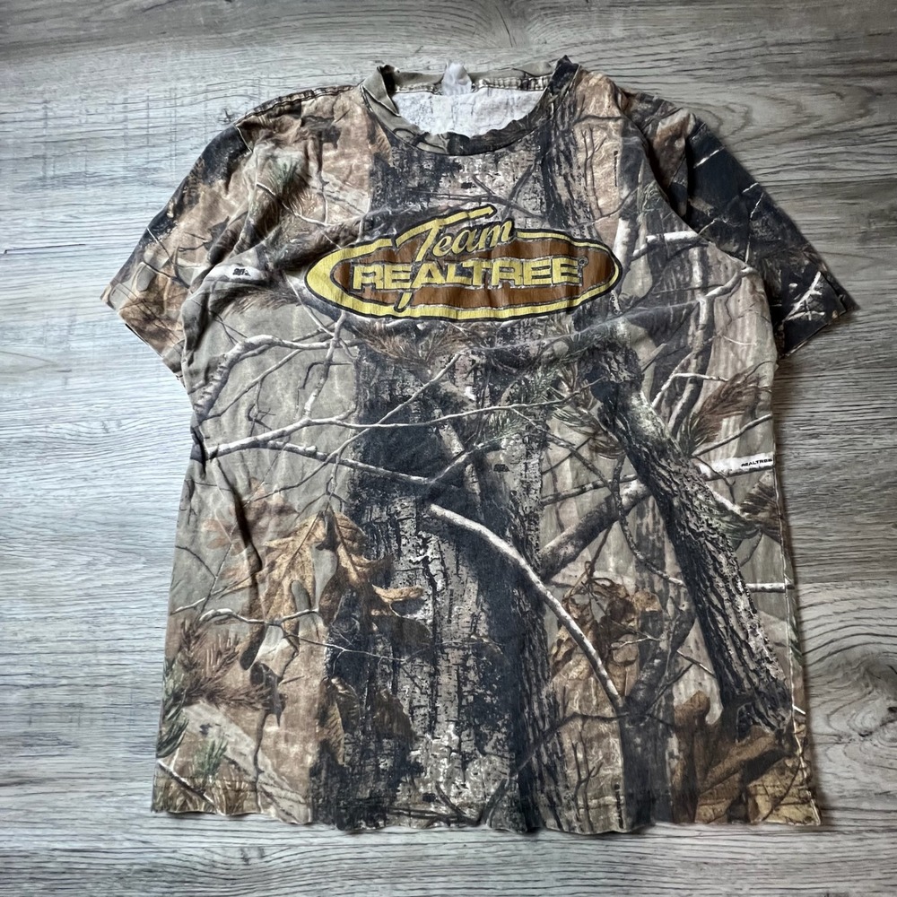 Realtree T-Shirt Mens XL Brown Camo Team Realtree Graphic Short Sleeve K86